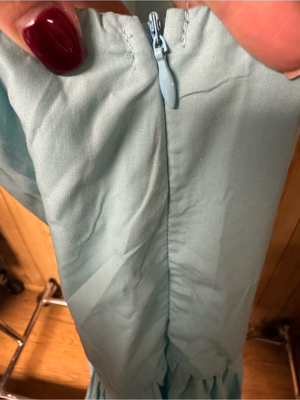 One-Shoulder Ruffle Dress in Light Blue - Picture 2 of 6